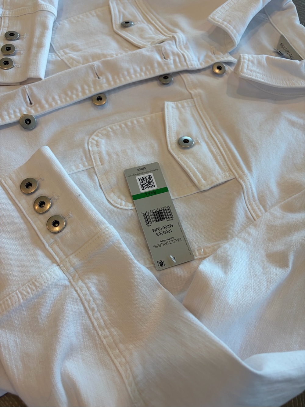 Multiples White Denim-Style Button Jacket - Picture 3 of 7